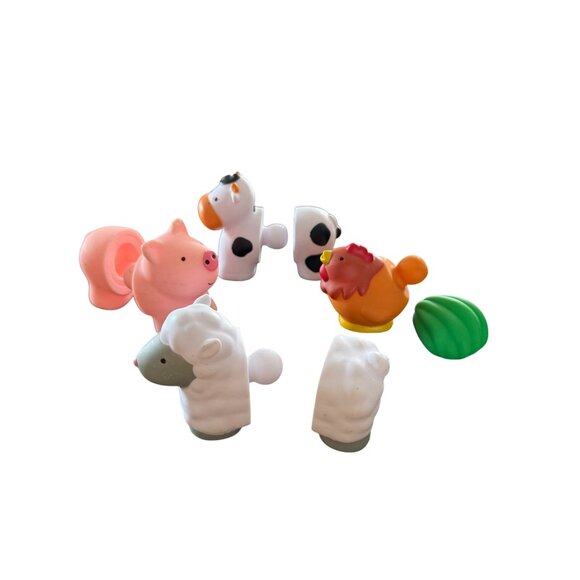 Melissa & Doug Farm Animals Pop Blocs Lot of 4 Cow Pig Sheep Chicken Snap Apart - Picture 2 of 4